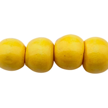 Perle en bois, boule, laquée, jaune, 8 x 7 mm, taille du trou 3 mm