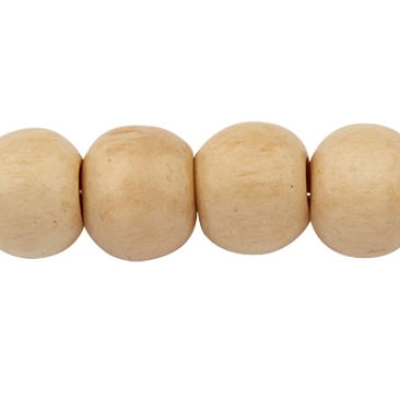 Wooden bead ball, lacquered, beige, 8 x 7 mm, hole size 3 mm
