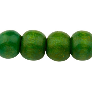 Wooden bead ball, lacquered, green, 8 x 7 mm, hole size 3 mm