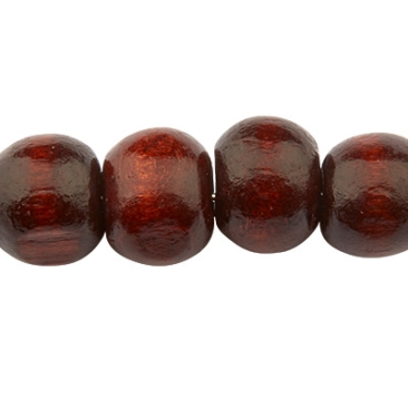 Perle en bois, boule, laquée, brune, 8 x 7 mm, taille du trou 3 mm