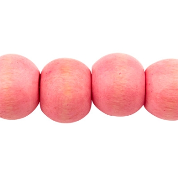 Perle en bois sphérique, laquée, rose, 8 x 7 mm, taille du trou 3 mm