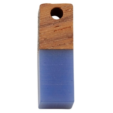 Pendentif en bois et résine, carré, 17,0 x 5,5 x 3,5 mm, oeillet 1,5 mm, mauve