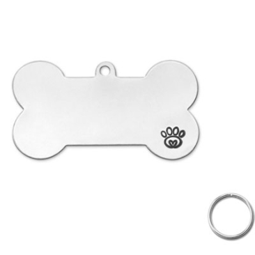 ImpressArt Tag Stamp Blank Pendant Bone with Paw Embossing, 41 x 22 mm
