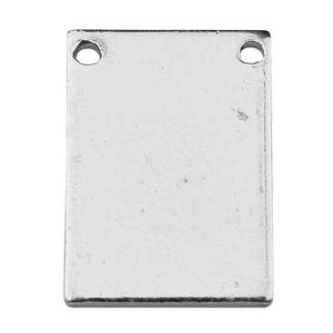 ImpressArt Tag stamp blank pendant rectangle with two eyelets, silver-coloured, 11 x 15.5 mm, aluminium