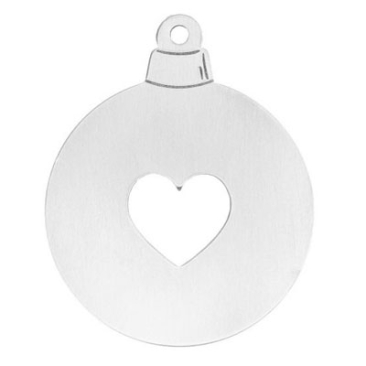 ImpressArt SIY Set: 3 x Stamp Blank Christmas Ornament Christmas Tree Ball with Heart, 65 x 54 mm and Ribbon