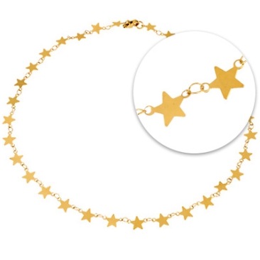 Collier en acier inoxydable, étoile, étoile, doré, longueur environ 42,5 cm