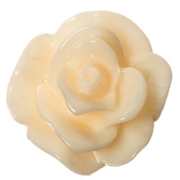 Plastic cabochon rose, 13 x 7 mm, white