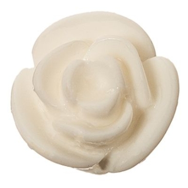 Plastic cabochon rose, 11 x 8 mm, polar white