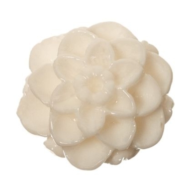 Cabochon en plastique Dahlia, 10 x 6 mm, blanc polaire