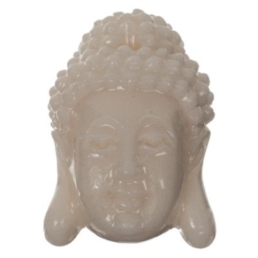 Perle Buddhakopf, 15 x 11 mm, Synthetische Koralle, elfenbein