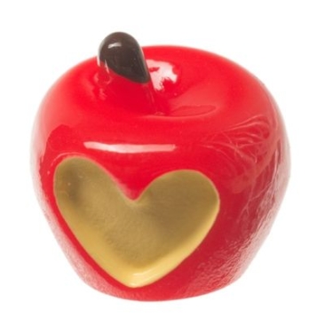 Plastic figuur voor glazen bollen appel, 14 x 14 x 15 mm, rood