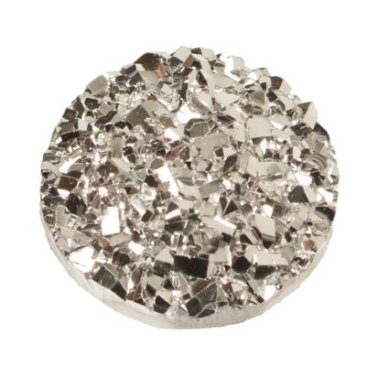 Cabochon aus Kunstharz, Druzy-Effekt , rund, Durchmesser 12 mm, crystal
