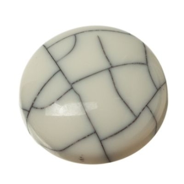 Cabochon made of synthetic resin, turquoise effect , round, diameter 12 mm, white