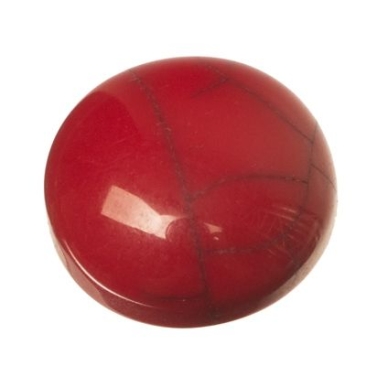 Cabochon made of synthetic resin, turquoise effect , round, diameter 12 mm, red