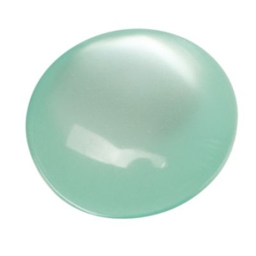 Cabochon made of synthetic resin, cat-eye effect , round, diameter 12 mm, aqua