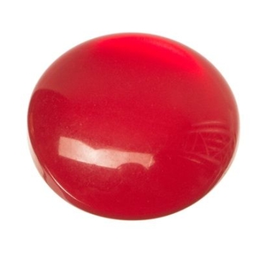 Cabochon made of synthetic resin, cat-eye effect , round, diameter 12 mm, red