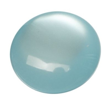 Cabochon made of synthetic resin, cat-eye effect , round, diameter 12 mm, sky blue