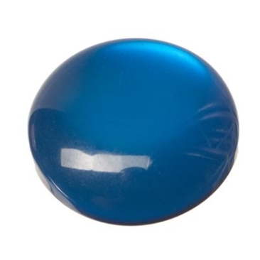 Cabochon made of synthetic resin, cat-eye effect , round, diameter 12 mm, dark blue