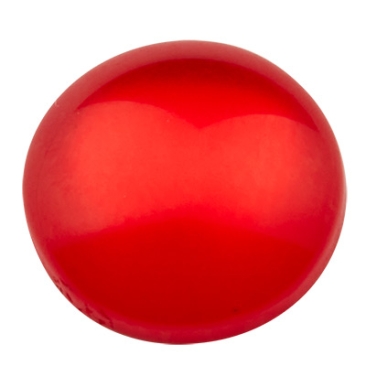 Cabochon made of synthetic resin, cat-eye effect , round, diameter 12 mm, light red