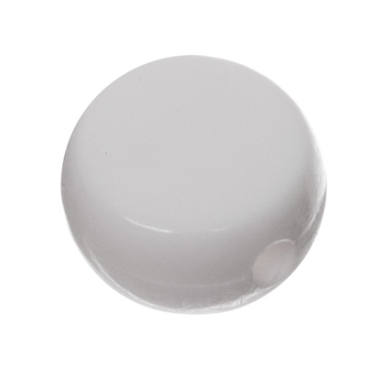 Kunststoffperle Blanko Buchstabe, runde Scheibe, 7 x 3,7 mm, weiß