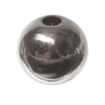 Kunststof kraal, bol, 8 mm, zilverkleurig