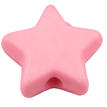 Kunststoffperle Stern, rosa, 9,5 x 9,5 x 3,5 mm, Bohrung: 0,5 mm