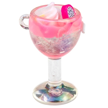 Pendentif en plastique verre avec glace et pitaya (rempli de résine époxy et d'argile polymère), 49 x 27,5 x 23 mm