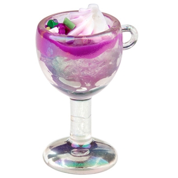 Pendentif en plastique verre avec glace et mûre (rempli de résine époxy et d'argile polymère), 49 x 27,5 x 23 mm