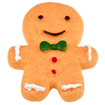 Plastic Cabochon Gingerbread Man, brown, 30~31x24x5 mm