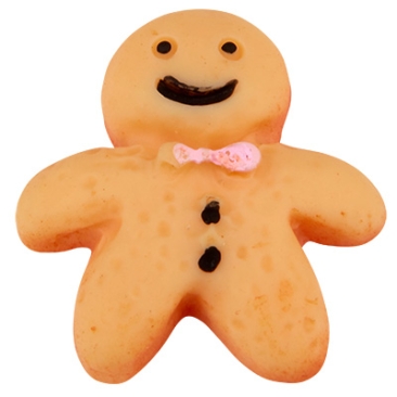 Plastic Cabochon Gingerbread Man, brown, 16,5x17x4 mm