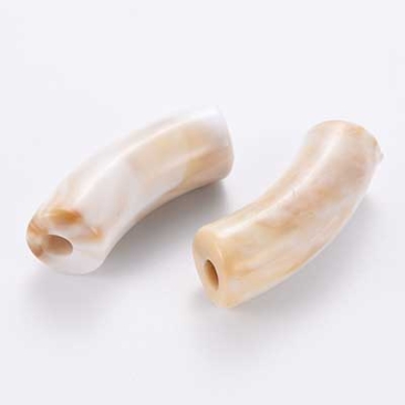 Acryl Perle Tube, Form: Gebogene Röhre, Größe ca. 35 x 11 mm, Farbe: Weiß, Effekt: Edelsteinimitat