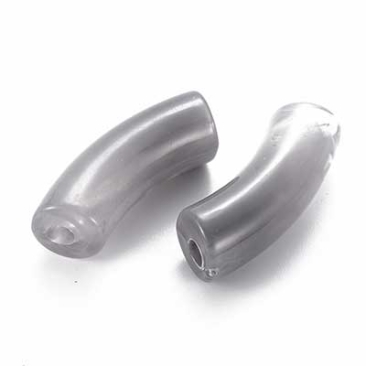 Acryl Perle Tube, Form: Gebogene Röhre, Größe ca. 35 x 11 mm, Farbe: Grau, Effekt: Edelsteinimitat