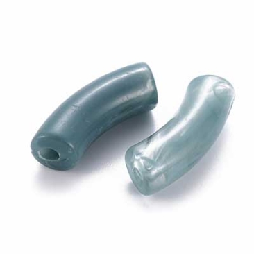Acryl Perle Tube, Form: Gebogene Röhre, Größe ca. 35 x 11 mm, Farbe: Hellblau, Effekt: Edelsteinimitat