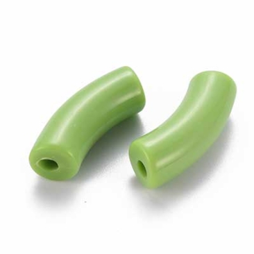Acryl Perle Tube, Form: Gebogene Röhre, Größe ca. 35 x 11 mm, Farbe: Olive, Effekt: Opak