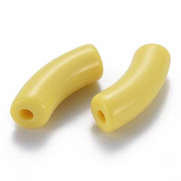 Acryl Perle Tube, Form: Gebogene Röhre, Größe ca. 35 x 11 mm, Farbe: Gelb, Effekt: Opak