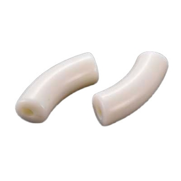 Acryl Perle Tube, Form: Gebogene Röhre, Größe ca. 35 x 11 mm, Farbe: Kreide, Effekt: Opak