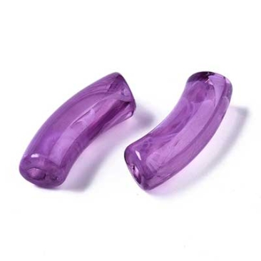 Acryl Perle Tube, Form: Gebogene Röhre, Größe ca. 35 x 11 mm, Farbe: Violet Red, Effekt: Edelsteinimitat