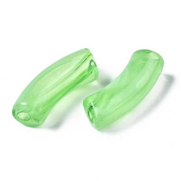 Acryl Perle Tube, Form: Gebogene Röhre, Größe ca. 35 x 11 mm, Farbe: Lime Green, Effekt: Edelsteinimitat