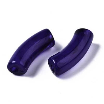 Acryl Perle Tube, Form: Gebogene Röhre, Größe ca. 35 x 11 mm, Farbe: Purple, Effekt: Edelsteinimitat