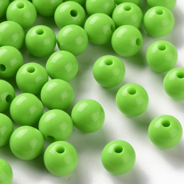 Acrylperlen, Kugel, opak, Farbe: Grasgrün, Durchmesser: 8 mm, Lochdurchmesser: 2 mm, Beutel mit 30 Gramm