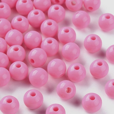 Acrylperlen, Kugel, opak, Farbe: Pink, Durchmesser: 8 mm, Lochdurchmesser: 2 mm, Beutel mit 30 Gramm