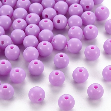Acrylperlen, Kugel, opak, Farbe: Violet, Durchmesser: 8 mm, Lochdurchmesser: 2 mm, Beutel mit 30 Gramm