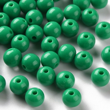 Acrylperlen, Kugel, opak, Farbe: Grün, Durchmesser: 8 mm, Lochdurchmesser: 2 mm, Beutel mit 30 Gramm