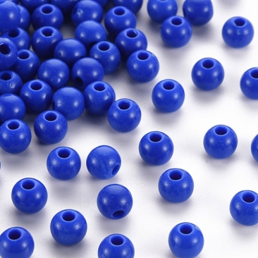 Acrylperlen, Kugel, opak, Farbe: Blau, Durchmesser: 6 mm, Lochdurchmesser: 1,8 mm, Beutel mit 30 Gramm