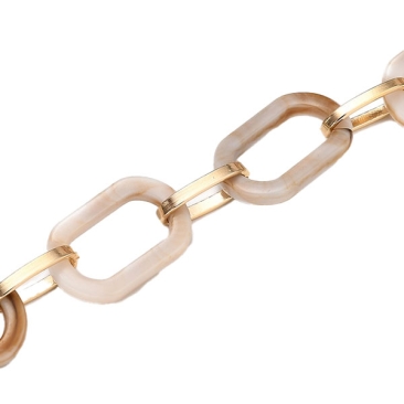 Handgefertigte Acryl Paperclip Chain, mit goldfarbenen Aluminium-Verbindern, Braun, Glieder: 22,5 x 15 x 3 mm und 15 x 8 x 2 mm, Länge 1 m