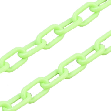 Handgefertigte Acryl Paperclip Chain, opak, Farbe: Grün, Glieder: 13 x 7,5 x 2 mm, Länge 50 cm