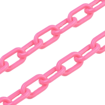Handgefertigte Acryl Paperclip Chain, opak, Farbe: Pink, Glieder: 13 x 7,5 x 2 mm, Länge 50 cm