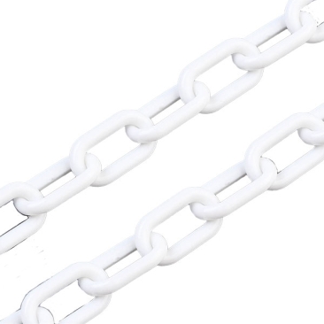 Handgefertigte Acryl Paperclip Chain, opak, Farbe: Weiß, Glieder: 13 x 7,5 x 2 mm, Länge 50 cm
