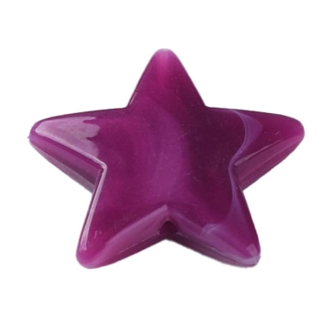 Acrylperle Stern, Farbe: Fuchsia, Effekt: Edelsteinimitat, 20,5 x 22 x 4,5 mm, Bohrung: 1 mm