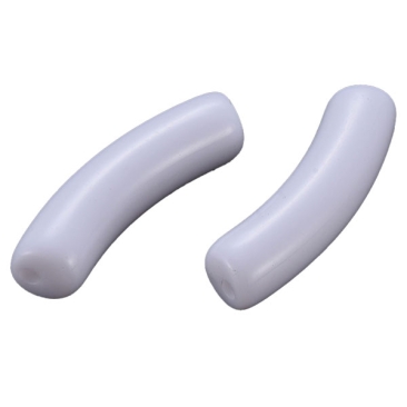Acryl Perle Tube, Form: Gebogene Röhre, Größe ca. 32 x 8 mm, Farbe: Creme-Weiß, Effekt:  Opak